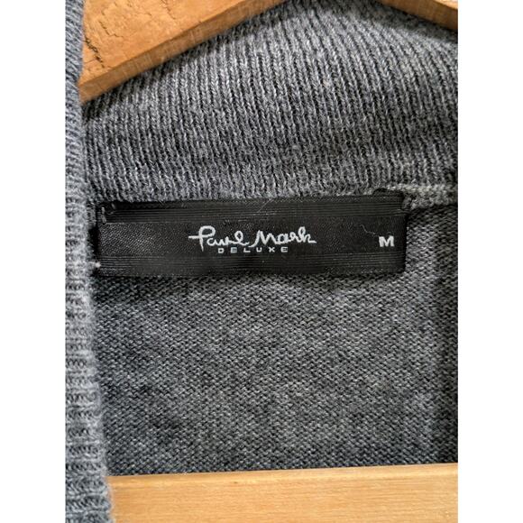 Paul Mark Sweater Mens M Gray Long Sleeve Colorblock Mock Neck Lounge Pullover - Picture 8 of 9